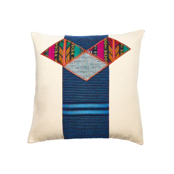 Marysal Ethno Pillow White Canvas Aztec Print