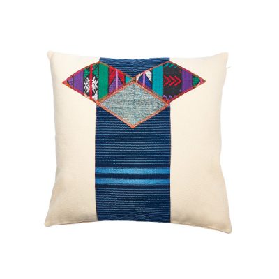 Marysal Ethno Pillow White Canvas Aztec Print