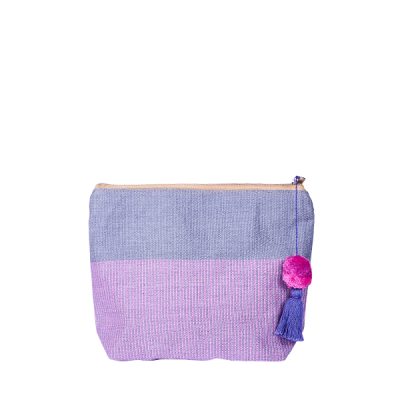 Pom Pom Cosmetic Bag | Bag in Bag | Clutchbag | Lavender Taupe
