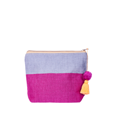 Pom Pom Cosmetic Bag | Bag in Bag | Clutchbag | Burgundy Pink