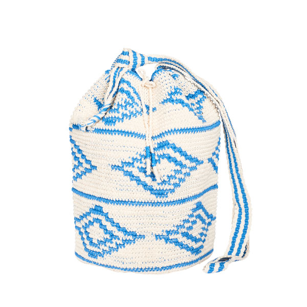 CROCHET BUCKET BAG | COTTON BAG | Azur Blue | Ikat pattern