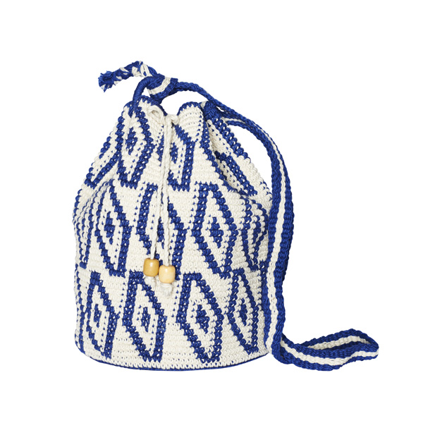 CROCHET BUCKET BAG | CROCHET BAG | Blue and White | Ikat pattern