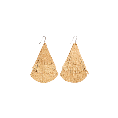 earrings leather fringes gold
