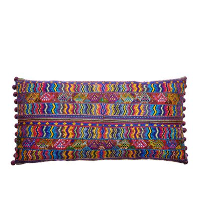 Pompom Kissen Boho Style Ikat Muster