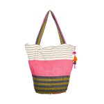 Cotton bag beach bag pompom pink